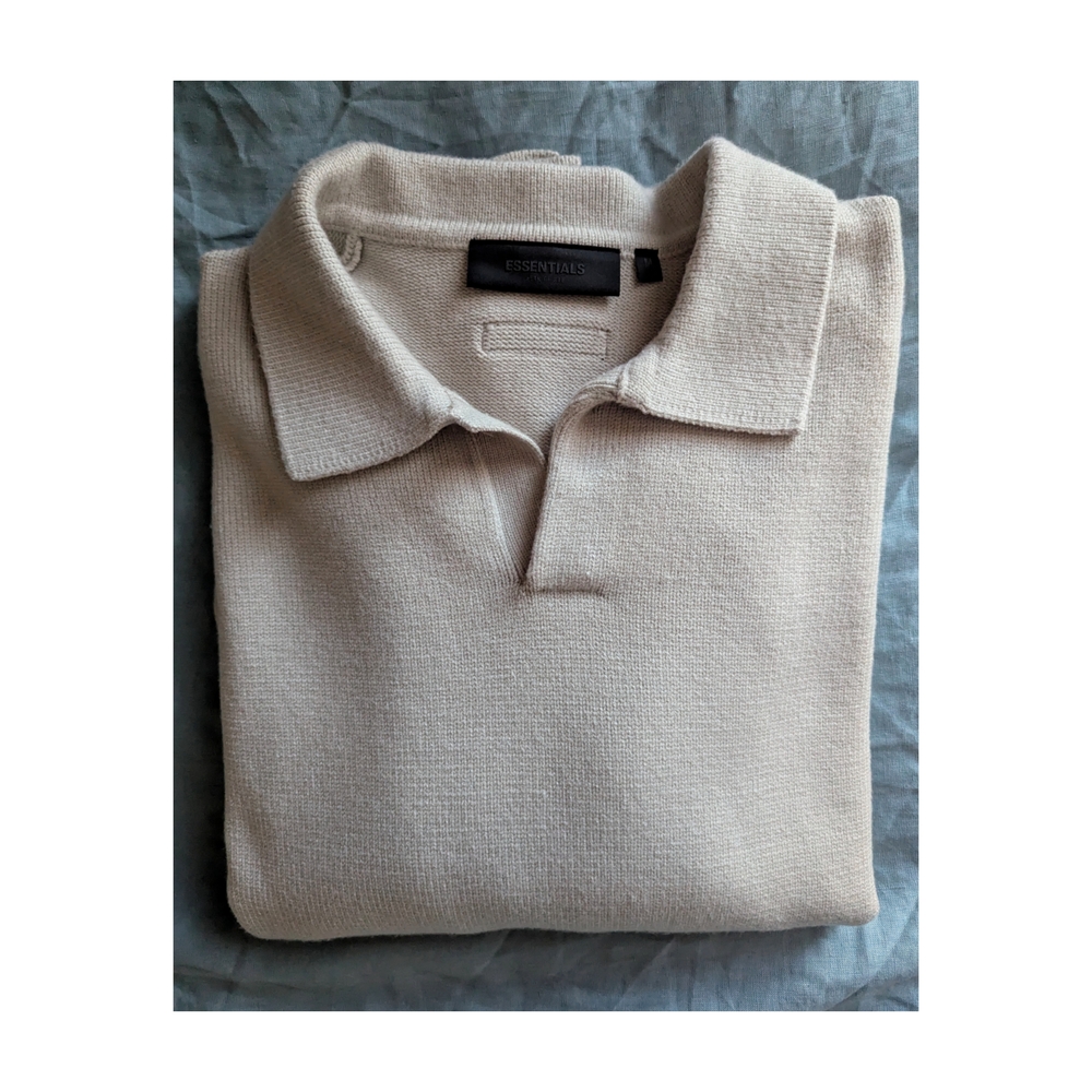 NWT Fear Of God Essentials Men's Cream Polo Shirt Sweater